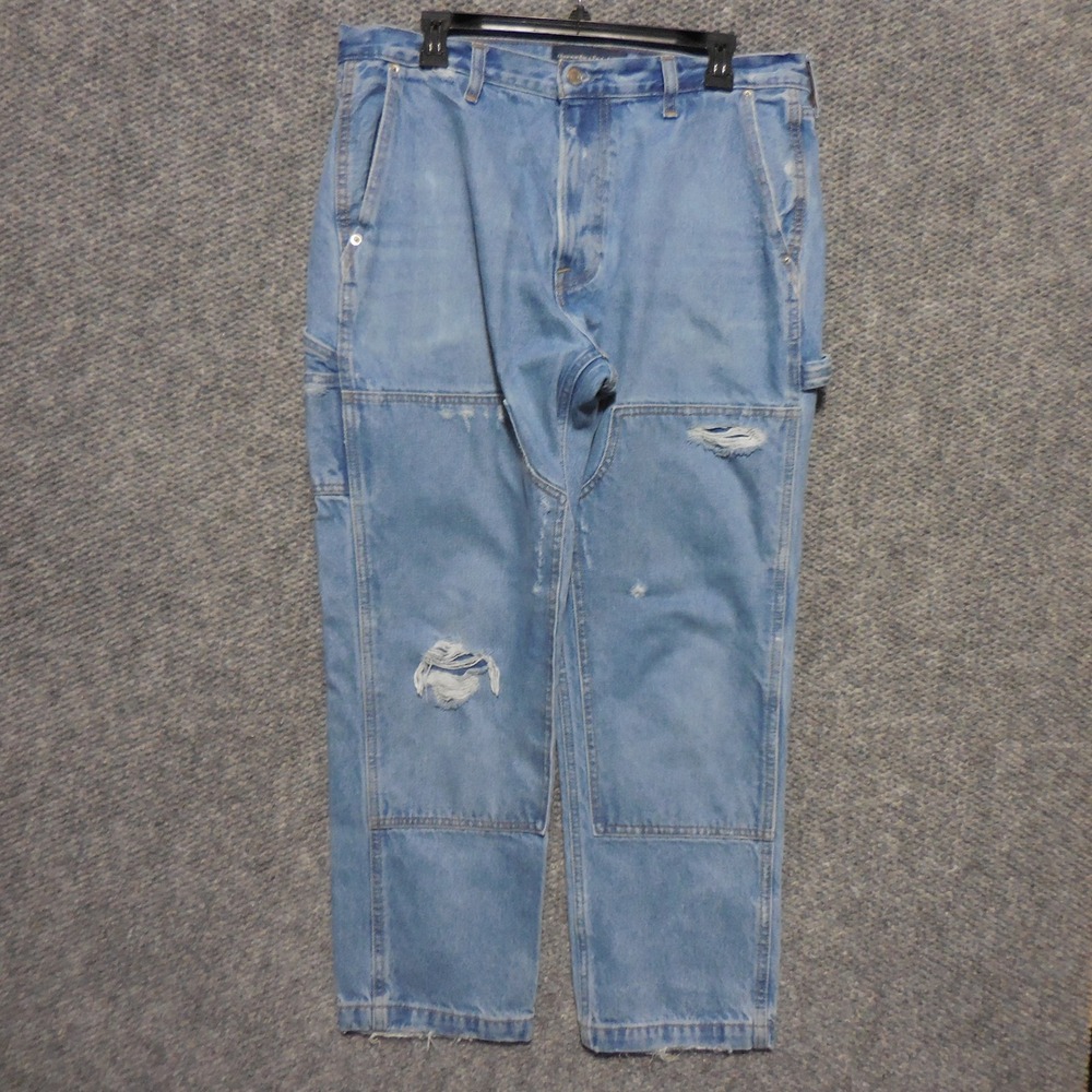 Abercrombie &‎ Fitch Loose Carpenter Jeans Blue Distressed Double Knee 33x30